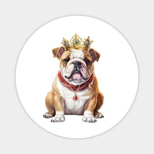 Watercolor Bulldog Wearing a Crown Magnet